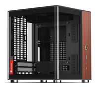 Jonsbo TK-0 Mini ITX Case noir - Boîtier ITX avec verre trempé, boîtier en bois pour mini PC - Boîtier SFF pour cartes graphiques jusqu'à 230 mm - USB C sur le panneau avant - Rotation à 90 degrés
