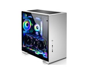 Jonsbo U5S Argent - Boîtier PC ATX/Micro-ATX/ITX, Aluminium/Acier/Verre Trempé, 2x3.5" + 2x2.5", USB 3.2 Gen 1, Vent. 120mm, 350mm GPU