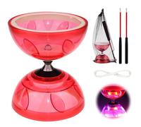 Jonuin Diabolo à LED avec roulement à billes, 4,5 mm, avec roulement à billes, kit de rangement triple pour adultes, débutants et professionnels