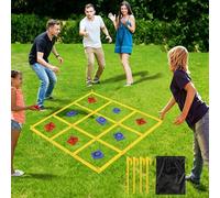 Jonuin Jeu Géant de Morpion Tic-Tac-Toe 1,2m Pliable Portable, Jeu Extérieur Lancer de Sacs de Fèves pour Jardin, Plage et Camping, Activité Ludique pour Enfants, Adultes et Réunions Familiales