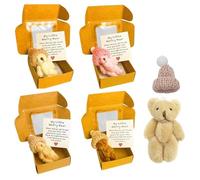 Jonuin Lot de 4 Mini-oursons en Peluche de Poche, Adorables Petits Oursons en Boîte, Un Petit câlin d'ours de Poche pour Baby Shower, Femmes, Étudiants et Amis