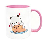Jonuin Mug Bubu Dudu 330 ml, Mug en céramique Bubu Dudu Love pour thé et café, Tasse en céramique mignon, Mugs classique, Mugs à café amusant (Rose)