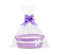 Jonuin Panier Cadeau Vide à Garnir, Panier Cadeau Vide, Panier Tissé avec 2 Sacs Cadeaux et 2 Nœud Cadeau, PanierGarni Vide Tressé, Pour Baby Shower, Vacances, Mariage, Thanksgiving, Noël (Violet)