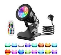 Jonuin Spot LED à Pince, 15 Lumières RGB + Blanc Chaud, 6W avec Télécommande & Interrupteur Etanche, Câble 3m & Prise EU, IP65 Résistant à l’Eau, Eclairage Intérieur Extérieur Jardin Terrasse Décor