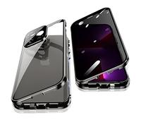 Jonwelsy Anti Peeping Coque pour iPhone 13 Pro (6,1"), 360 Degrés Protection Housse, Privacy Verre trempé Anti Espion Case Cover, d'adsorption Magnétique Bumper Métal Frame Etui pour 13 Pro (Noir)