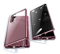 Jonwelsy Anti Peeping Coque pour Samsung Galaxy S22 Ultra, 360 Degrés Protection Housse, Privacy Verre trempé Anti Espion Case Cover, d'adsorption Magnétique Bumper Métal Frame Etui (Burgundy)