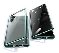 Jonwelsy Anti Peeping Coque pour Samsung Galaxy S22 Ultra, 360 Degrés Protection Housse, Privacy Verre trempé Anti Espion Case Cover, d'adsorption Magnétique Bumper Métal Frame Etui (Vert)