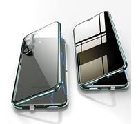 Jonwelsy Anti Peeping Coque pour Samsung Galaxy S23 Plus, 360 Degrés Protection Housse, Privacy Verre trempé Anti Espion Case Cover, d'adsorption Magnétique Bumper Métal Frame Etui pour S23+ (Vert)