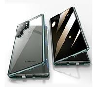 Jonwelsy Anti Peeping Coque pour Samsung Galaxy S23 Ultra, 360 Degrés Protection Housse, Privacy Verre trempé Anti Espion Case Cover, d'adsorption Magnétique Bumper Métal Frame Etui (Vert)