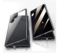 Jonwelsy Anti Peeping Coque pour Samsung Galaxy S23 Ultra, 360 Degrés Protection Housse, Privacy Verre trempé Anti Espion Case Cover, d'adsorption Magnétique Bumper Métal Frame Etui (Noir)
