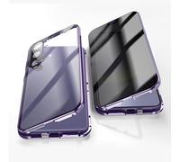 Jonwelsy Anti Peeping Coque pour Samsung Galaxy S24, 360 Degrés Protection Housse, Privacy Verre trempé Anti Espion Case Cover, d'adsorption Magnétique Bumper Métal Frame Etui pour S24 (Violet)