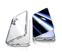 Jonwelsy Coque anti-regard pour Samsung Galaxy S25, 360 degrés avant et arrière en verre trempé, écran anti-espion, anti-peep adsorption magnétique pare-chocs en métal avec protecteur d'objectif