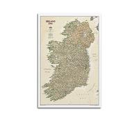 JONZA Poster carte de l'Europe Irlande vintage sur toile pour décoration de chambre à coucher 30 x 45 cm