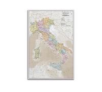 JONZA Poster carte de l'Europe Italie classique décoration sur toile murale et image d'art décoration de chambre à coucher 30 x 45 cm