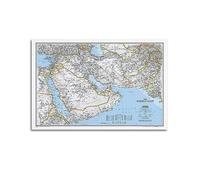 JONZA Poster carte du Moyen-Orient classique sur toile - Décoration murale et d'art pour chambre à coucher - 40 x 60 cm