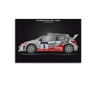 JONZA Poster de voiture de course de rallye pour Peugeot 206 WRC - Tour de Corse 2002 Peinture décorative sur toile murale et art pour décoration de chambre familiale 50 x 75 cm