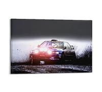 JONZA Poster décoratif sur toile représentant une voiture de course de rallye Subaru WRX Drifting in The Mud - 30 x 45 cm