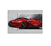 JONZA Poster Super Car pour Ferrari 458 Spider Sport Car Peinture décorative sur toile pour chambre à coucher familiale 50 x 75 cm