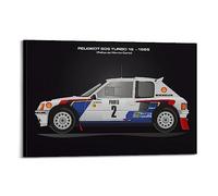 JONZA Poster vintage de voiture de rallye pour Peugeot 205 Turbo 16 - Monte Carlo 1985 - Peinture décorative sur toile murale et art - Décoration de chambre familiale - 40 x 60 cm