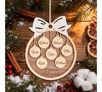 JONZIN Boule de Noel Personnalisée 2025-Boule de Noël Personnalisée avec 2 à 10 Prénoms,Cadeau Personnalisé pour Premier Noël en Famille (Nœud)