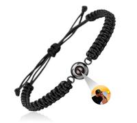 JONZIN Bracelet Photo Personnalisé Rond pour Homme Femme Bracelet Personnalisable avec Photo à l'Intérieur pour Couple Amitié Cadeau Personnalisé pour Maman Papa (Rond)