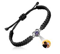 JONZIN Bracelet Photo Personnalisé Rond pour Homme Femme Bracelet Personnalisable avec Photo à l'Intérieur pour Couple Amitié Cadeau Personnalisé pour Maman Papa (Amour)
