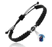 JONZIN Bracelet Photo Personnalisé Rond pour Homme Femme Bracelet Personnalisable avec Photo à l'Intérieur pour Couple Amitié Cadeau Personnalisé pour Maman Papa (Rond2)