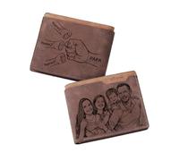 JONZIN Cadeau Personnalisé Portefeuille Homme Personnalisé, Portefeuille Homme Cuir Photo Gravée et Nom Initial, Cadeaux pour Petit ami, Papa, Saint Valentin, Fête des Pères, Noël