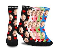 JONZIN Chaussettes Personnalisées Photo,Chaussette Personnalisé Photo Visage,Cadeau Personnalisé Homme Fête des Mères Fête des Pères