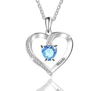 JONZIN Collier Personnalisé Prénom-Collier Gravé 1-4 Nom Collier Pendentif et Pierre de Naissance,Cadeau Personnalisé pour Femme Maman Mamie Copine,Cadeau Fête des Mères et Anniversaire