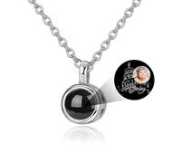 JONZIN Collier Photo Personnalisé-Cadeau Personnalisé pour Mère Sœur Copine Ami Meilleure-Pendentif Avec Image Projetée Bijoux Personnalisé Femme (Rounds)