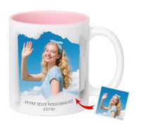 JONZIN Mug Personnalisé avec Votre Photo et Texte - Tasse Émaillée 330ml en Céramique - Cadeau Tendre et Unique pour Vous, Vos Proches, Amis, Amoureux ou Collègues (Effet collage déchiré 1)