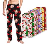 JONZIN Pantalon de Pyjama Personnalisé-Pantalon Personnalisé Femme/Homme avec Photos,Cadeaux Personnalisés pour Noël/Saint-Valentin/Anniversaire (Amour)
