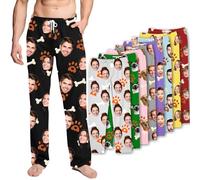 JONZIN Pantalon de Pyjama Personnalisé-Pantalon Personnalisé Femme/Homme avec Photos,Cadeaux Personnalisés pour Noël/Saint-Valentin/Anniversaire (Chien)