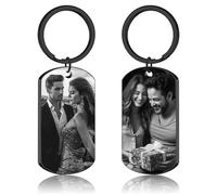 JONZIN Porte Clef Personnalisable avec Photo et Gravure Texte Double Face Porte Clé Personnalisé Cadeau Personnalisé pour Homme Femme (Double photo 3)