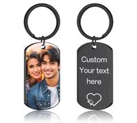 JONZIN Porte Clef Personnalisable avec Photo et Gravure Texte Double Face Porte Clé Personnalisé Cadeau Personnalisé pour Homme Femme (Photo&Texte1)