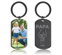 JONZIN Porte Clef Personnalisable avec Photo et Gravure Texte Double Face Porte Clé Personnalisé Cadeau Personnalisé pour Homme-Cadeau Fête des Pères(FQJQTstyle)