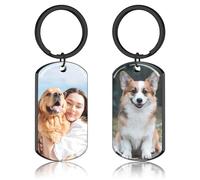 JONZIN Porte Clef Personnalisable avec Photo et Gravure Texte Double Face Porte Clé Personnalisé Cadeau Personnalisé pour Homme Femme (Double photo 1)