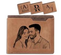 JONZIN Portefeuille Homme Personnalisé - Porte Feuille Personnalisé pour Homme Gravable Photo et Nom - Cadeau Papa Mari Fête des Pères, Grands-Pères, Anniversaire (Style3-Jaune (Photo+Lettre))