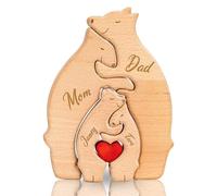 JONZIN Puzzle Familial Personnalisé en Bois, Formes d'ours avec 2-7 Noms, Cadeau Personnalisé pour Maman et Papa, Cadeau Fête des Mères, Cadeau Fête des Pères, Cadeau et Décoration Familiale de Noël