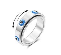 Joo&Rind Bague Anti Stress Femme en Argent Bague Rotative Spinner Anxiété en Acier Inoxydable Bijoux Cadeau pour Femmes(Mauvais Œil)