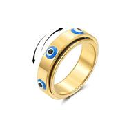 Joo&Rind Bague Anti Stress Femme en Or Bague Rotative Spinner Anxiété en Acier Inoxydable Bijoux Cadeau pour Femmes(Mauvais Œil)