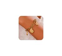 Joo&Rind Bracelet Femme Or Bracelet Pendentif en Chaîne Papier Clip Acier Inoxydable Doré à l'Or 18k Bracelets Étoile de mer Coquillage Hypoallergénique Bijoux