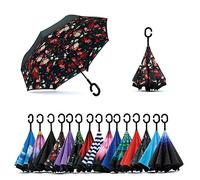 Jooayou Parapluie Inversé, Anti-UV Double Couche Coupe-Vent Parapluie, Mains Libres poignée en Forme C