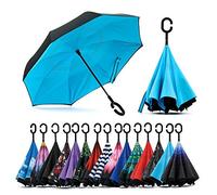 Jooayou Parapluie Inversé Anti-UV Double Couche Mains Libres Poignée C Coupe-Vent