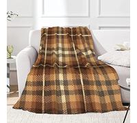 JOOCAR Couverture en flanelle à carreaux marron - 152,4 x 203,2 cm, motif écossais classique d'automne - Couverture tendance en peluche confortable, douce, chaude pour lit, canapé, salon, canapé et
