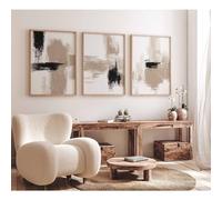 Joocrise Lot de 3 peintures murales abstraites beiges neutres sur toile - Décoration murale moderne minimaliste - Œuvre d'art moderne abstrait pour chambre à coucher - 30,5 x 40,6 cm - Sans cadre