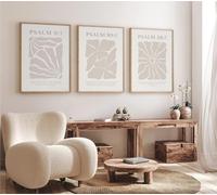 Joocrise Lot de 3 peintures murales chrétiennes avec versets de la Bible beige - Décoration murale psaume neutre - Images modernes - Œuvre d'art chrétienne pour salon, chambre à coucher - 30,5 x 40,6