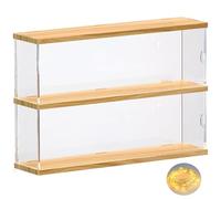 Joody Vitrine en Acrylique, Boîtes Plexiglas à 2 Niveaux, Vitrine de Comptoir avec Porte pour Figurine Pop, Mini Figurine, Jouets de Collection, Organisateur de Stockage de Vitrine Anti-poussière