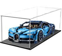 Joodyyoo Vitrine Acrylique pour Lego Technic Bugatti Chiron 42083, Maquette de Voiture échelle 1/8, Transparent Boite avec Base et Bande Lumineuse, 60x30x20cm, Anti-poussiere